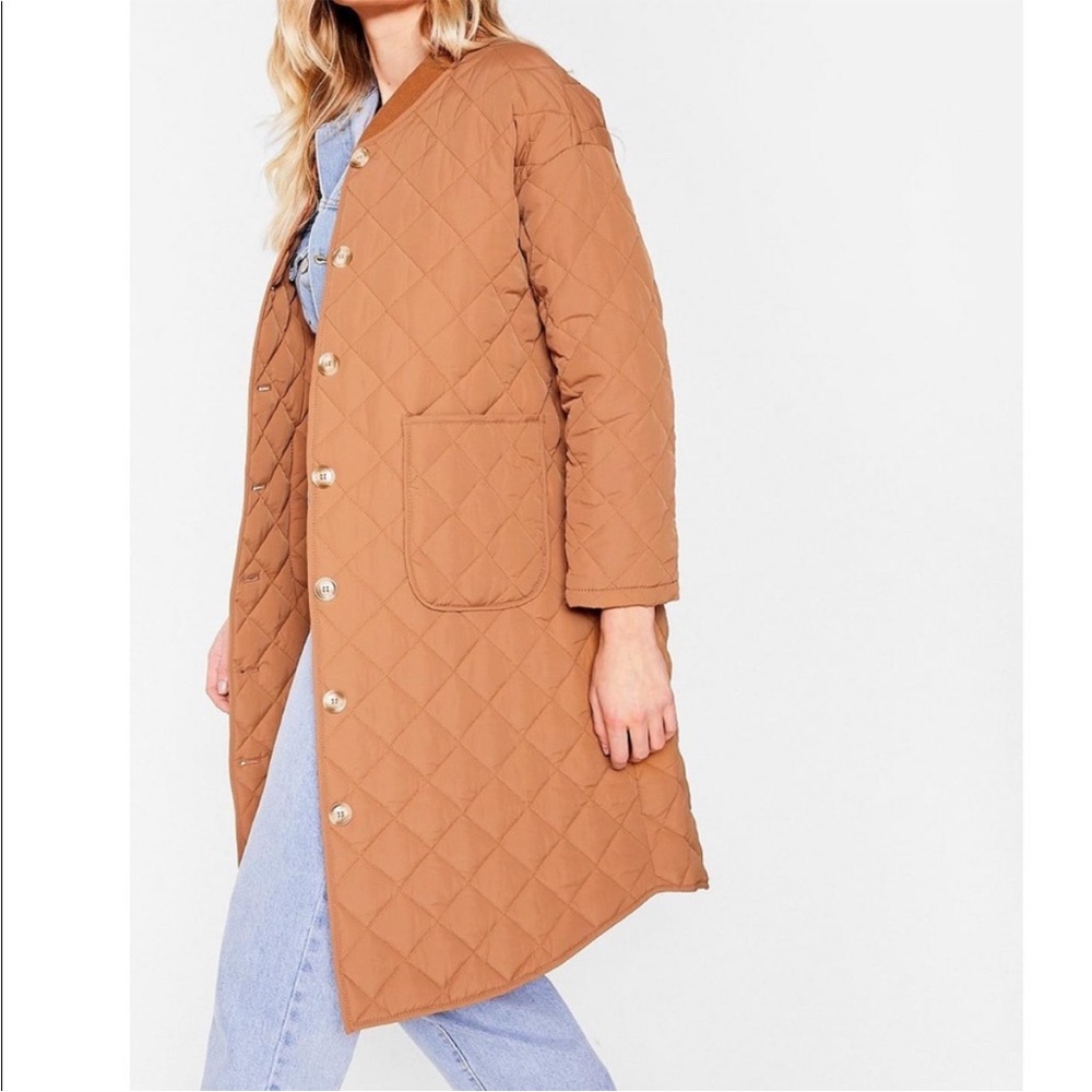 Spring Quilted button down longline coat - Picture 3 of 5